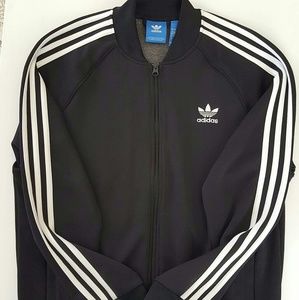 Adidas classic white striped zip up jacket